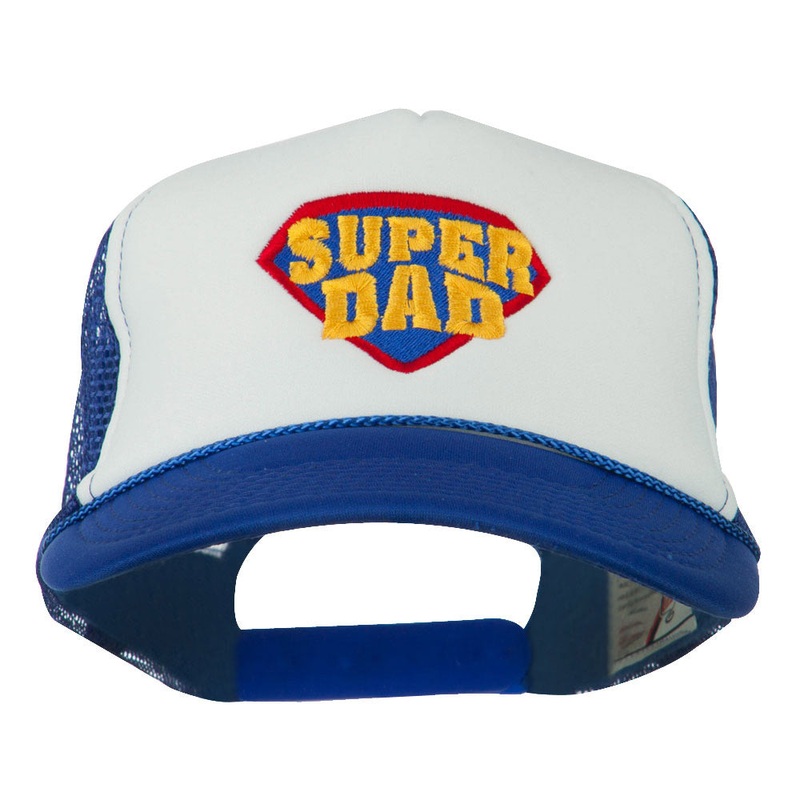 Super DAD Embroidered Foam Mesh Back Cap Royal White One Size