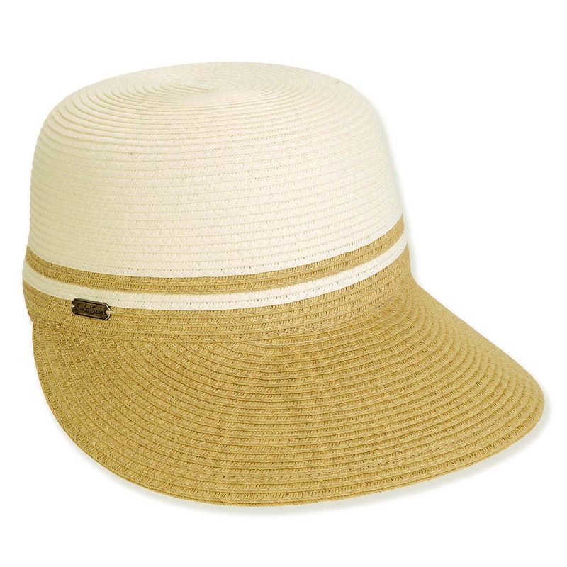 Two Tone Straw Brim Cap for Women – Sun ‘N’ Sand Hats Ivory / Natural OS