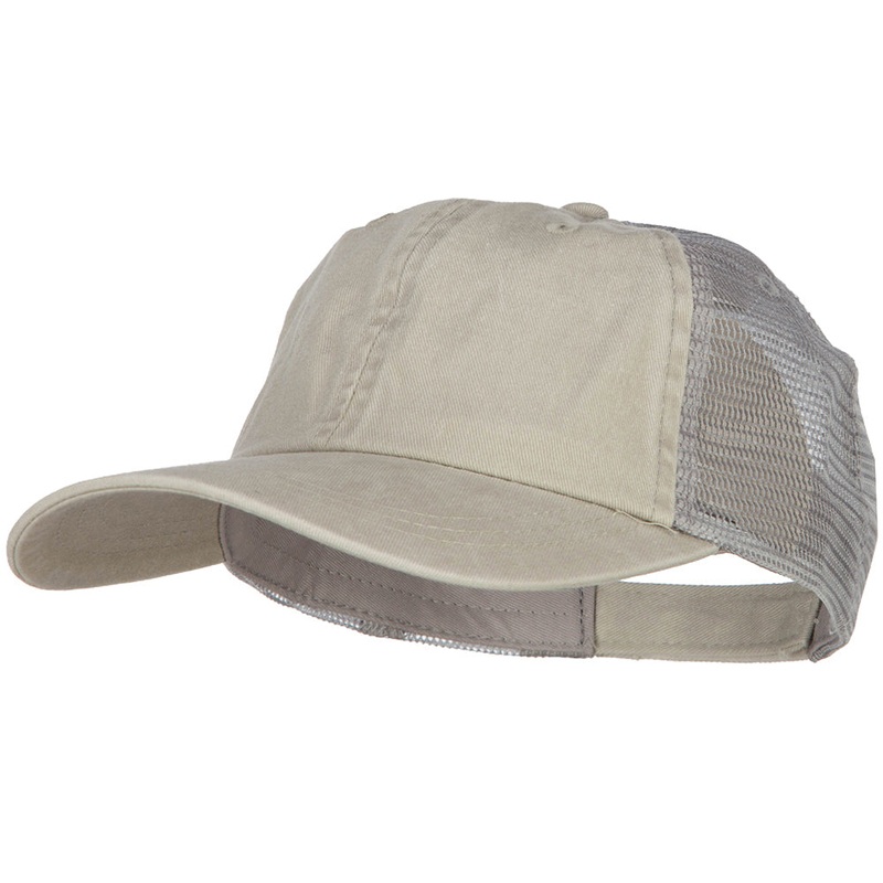 Washed Pigment Dyed Twill Trucker Cap Beige Grey One Size