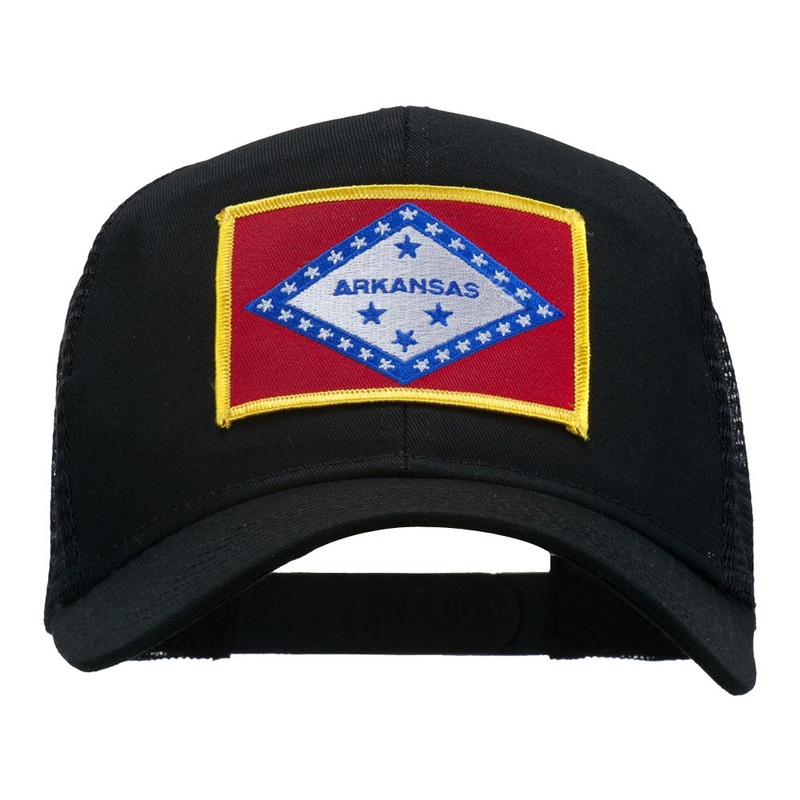 Arkansas State Flag Patched Mesh Cap Black One Size