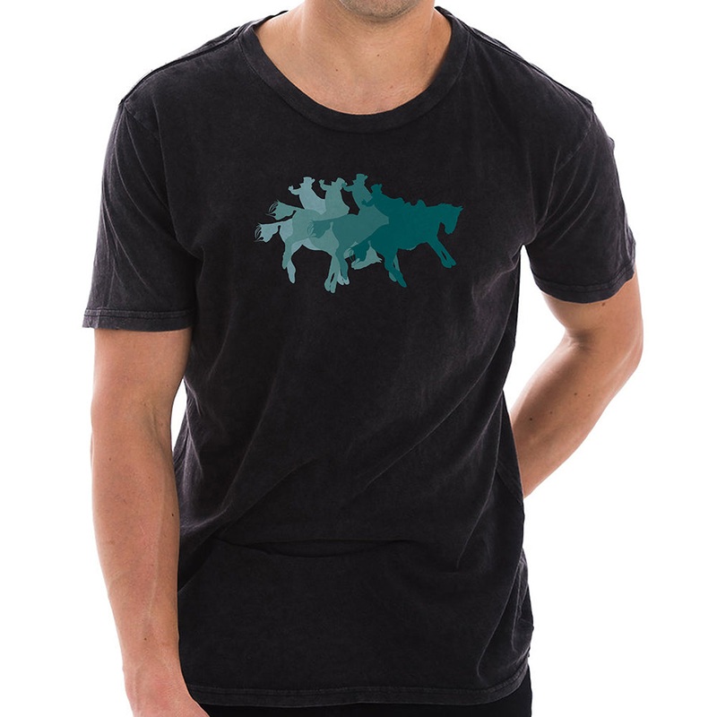 Bucking Horse Graphic Design Vintage Crewneck Tee Vintage Black XS