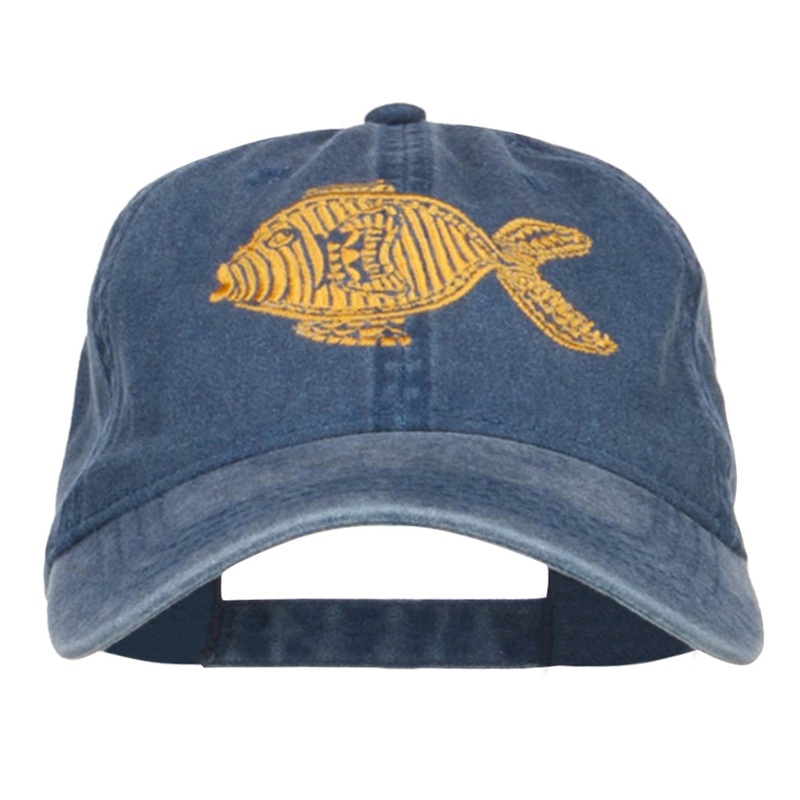 Golden Fish Embroidered Washed Cap Navy One Size