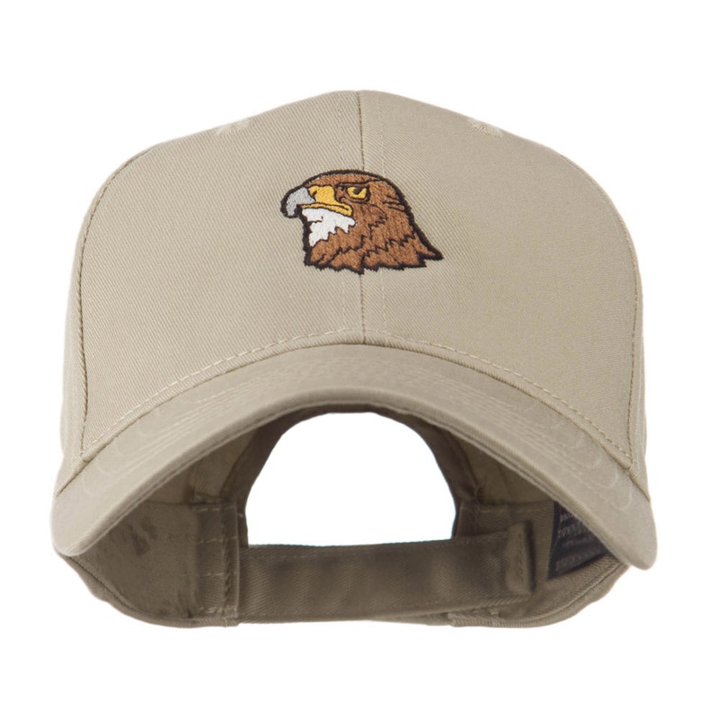 Hawk Head Mascot Embroidered Cap Khaki One Size