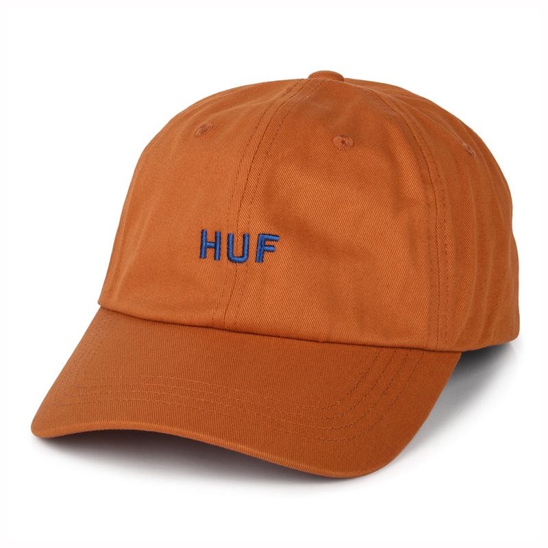 HUF Original Logo Curved Brim Cotton Baseball Cap – Orange Adjustable