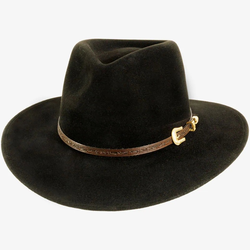 Huntsman | Mens Rabbit Fur Felt Outback Hat Black LG
