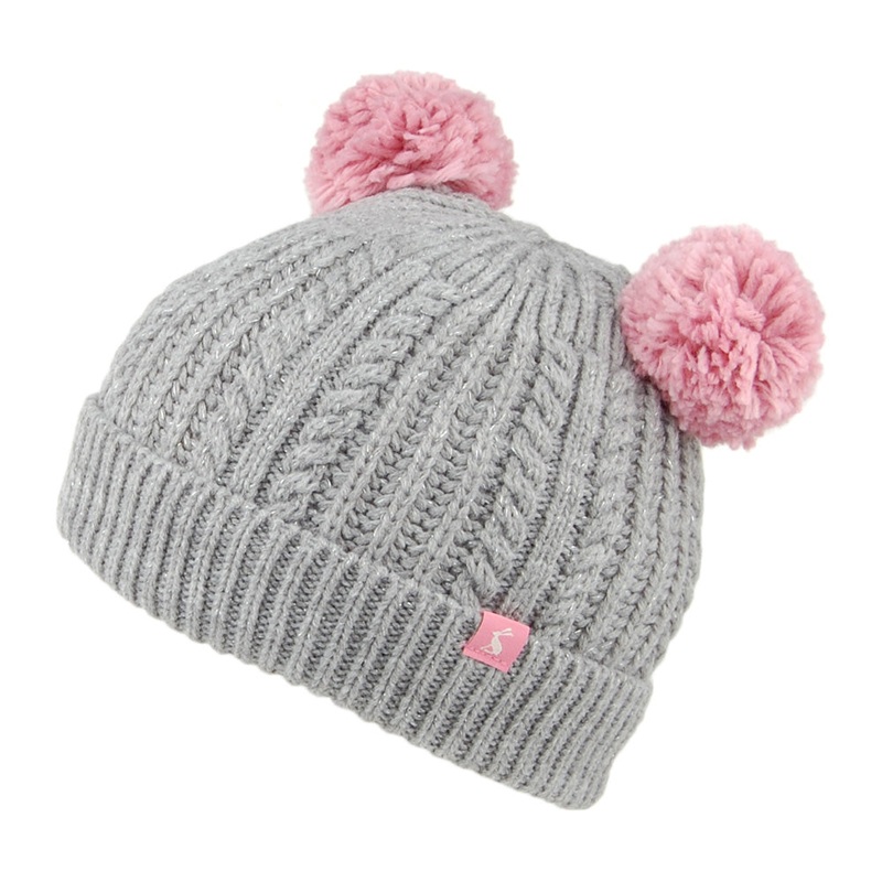 Joules Hats Kids Ailsa Double Pom Bobble Hat – Grey Marl Age 4-7 Years