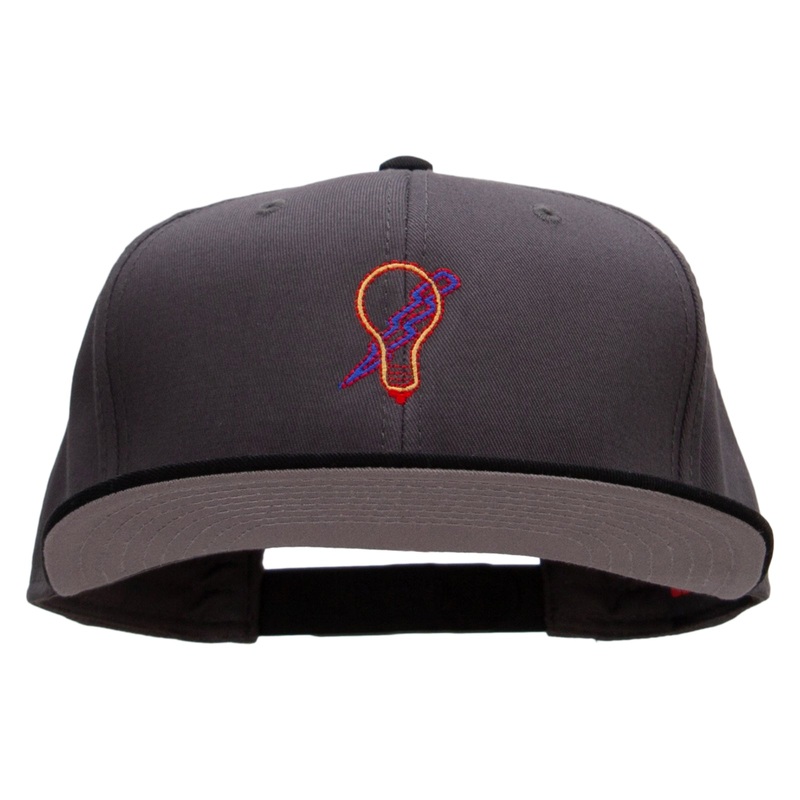Light Bulb Embroidered Two Tone Superior Cotton Twill Flat Bill Snapback Cap Black Charcoal One Size