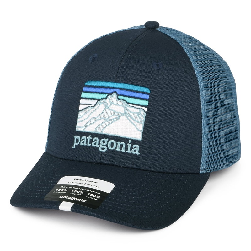 Patagonia Hats Line Logo Ridge Organic Cotton Canvas LoPro Trucker Cap – Navy Blue Adjustable