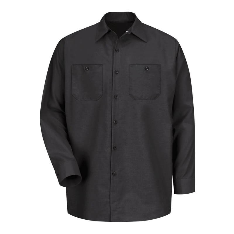 Red Kap SP14 Industrial Long Sleeve Work Shirt – Black Black S