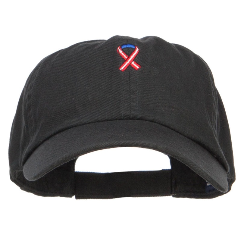 Red White Blue Ribbon Embroidered Low Cap Black One Size