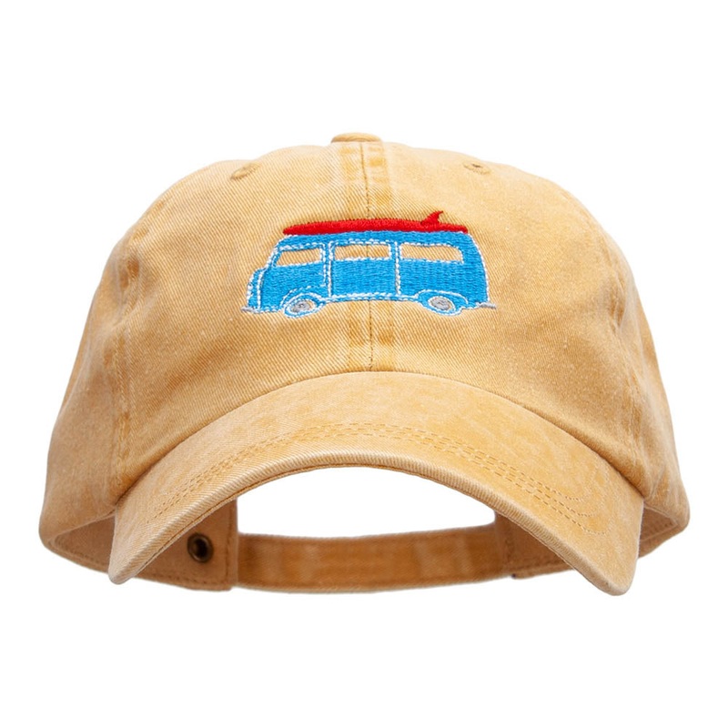 Retro Van Embroidered Unstructured Cotton Cap Gold One Size