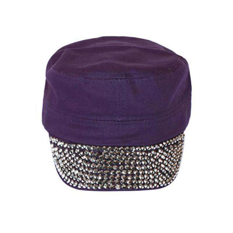 Studded Bill Cotton Cadet Cap Purple Medium (57 cm)