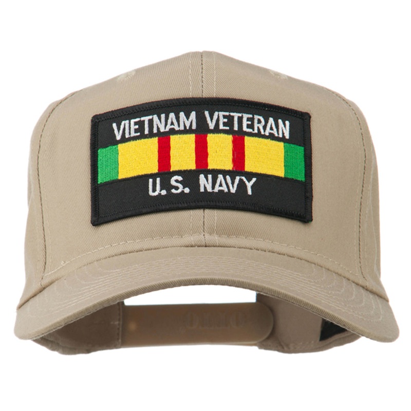US Navy Vietnam Veteran Patched Cap Khaki One Size