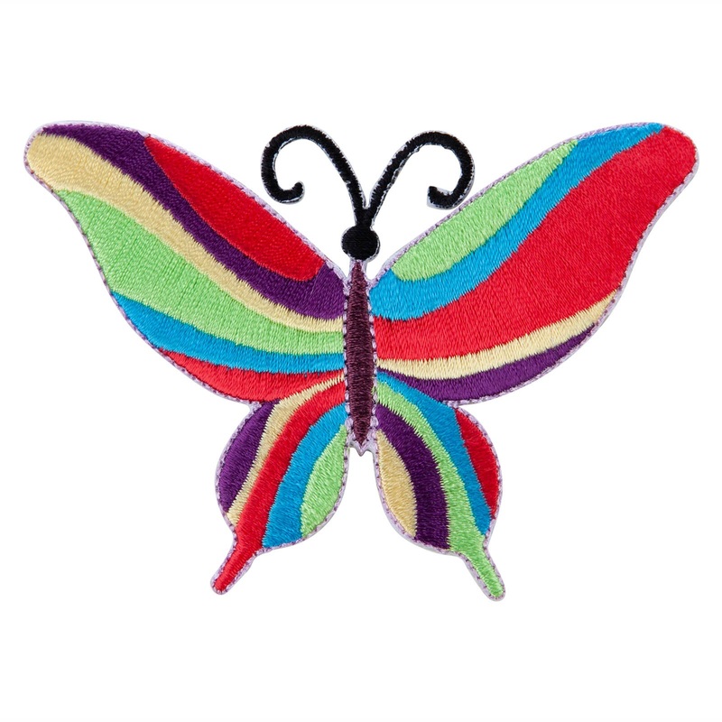 60’s Multi-Colored Butterfly Iron on Patch Red Blue One Size