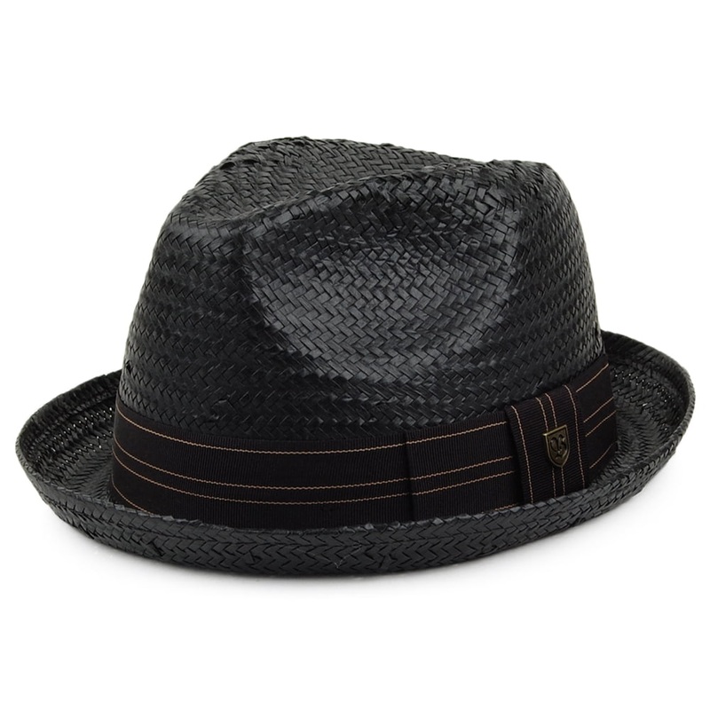 Brixton Hats Castor Straw Trilby Hat – Black-Tan Small-56cm