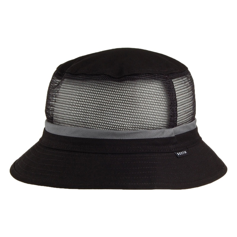 Brixton Hats Hardy Mesh Bucket Hat – Black-Grey Small-56cm