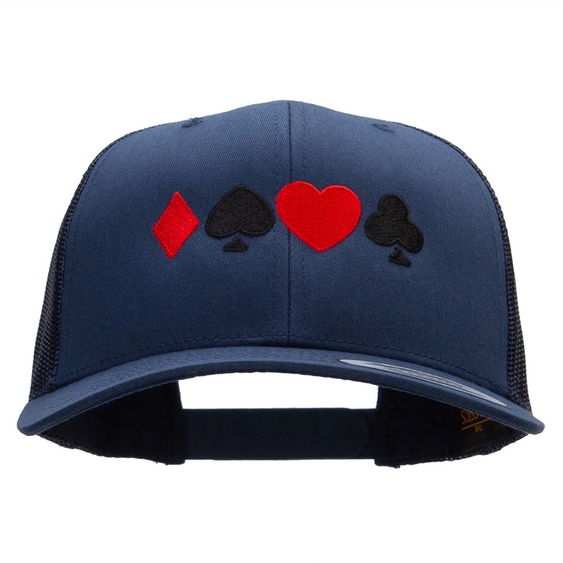 Card Suit Set Embroidered Retro Trucker Cap Navy One Size