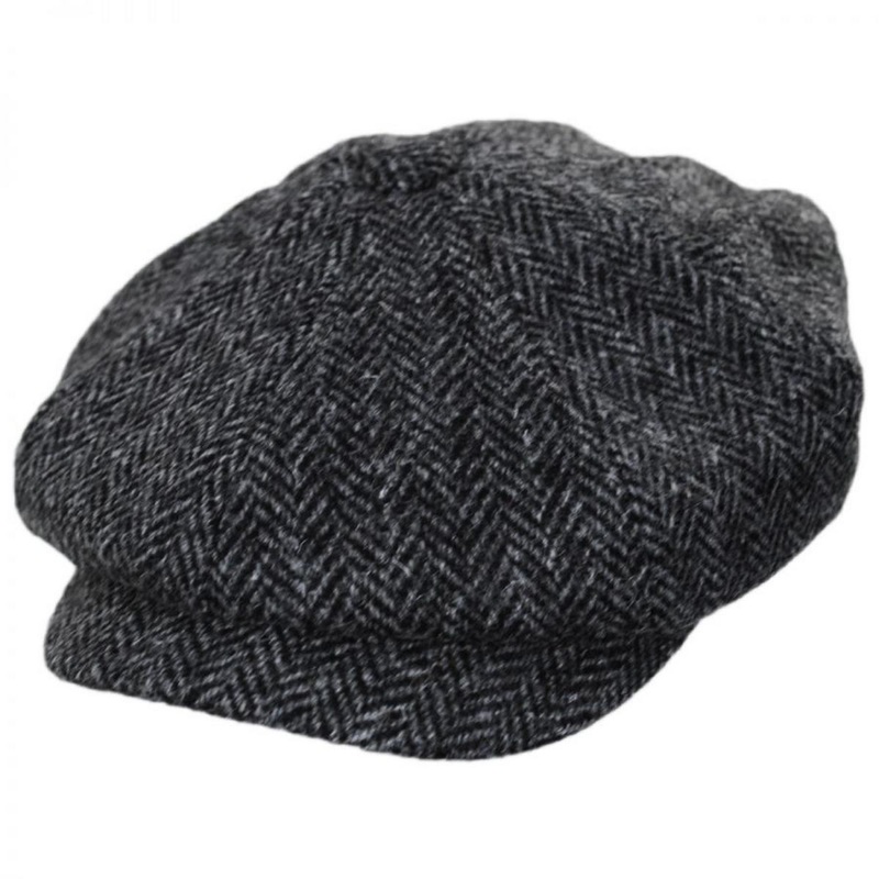 Carloway Harris Tweed Wool Herringbone Newsboy Cap – Grey GREY 55cm
