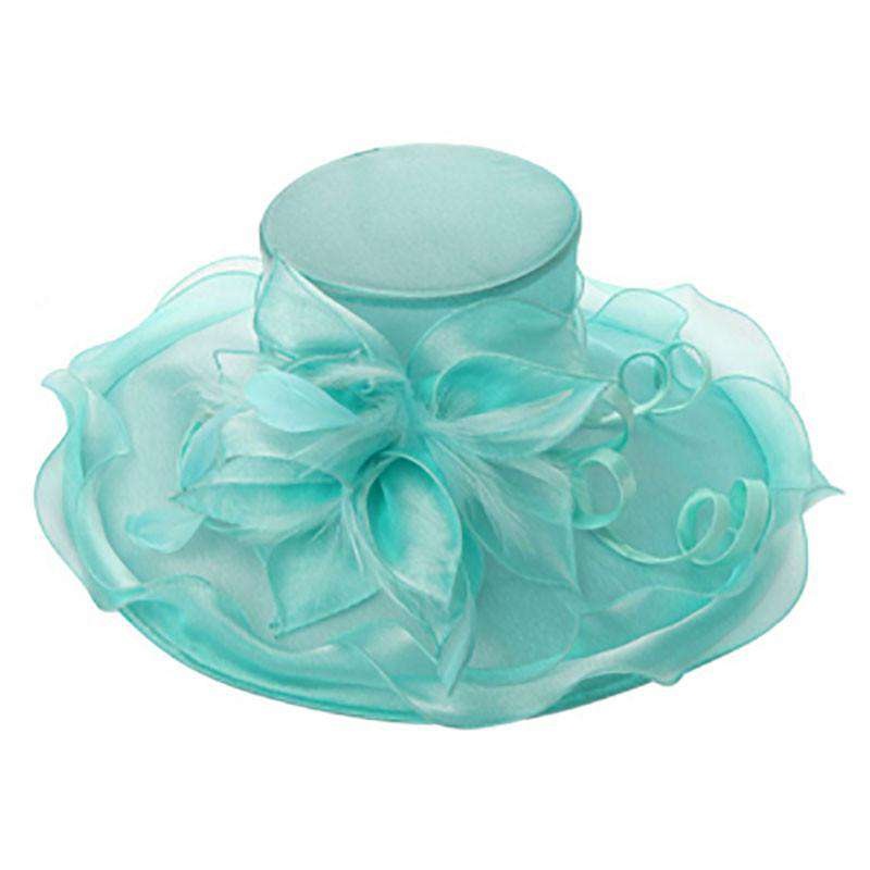 Curly Satin Ribbon Organza Hat Mint