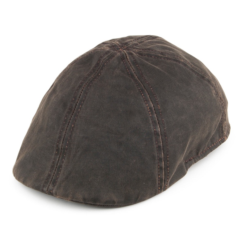 Dorfman Pacific Hats Weathered Cotton Duckbill Flat Cap – Brown Small/Medium