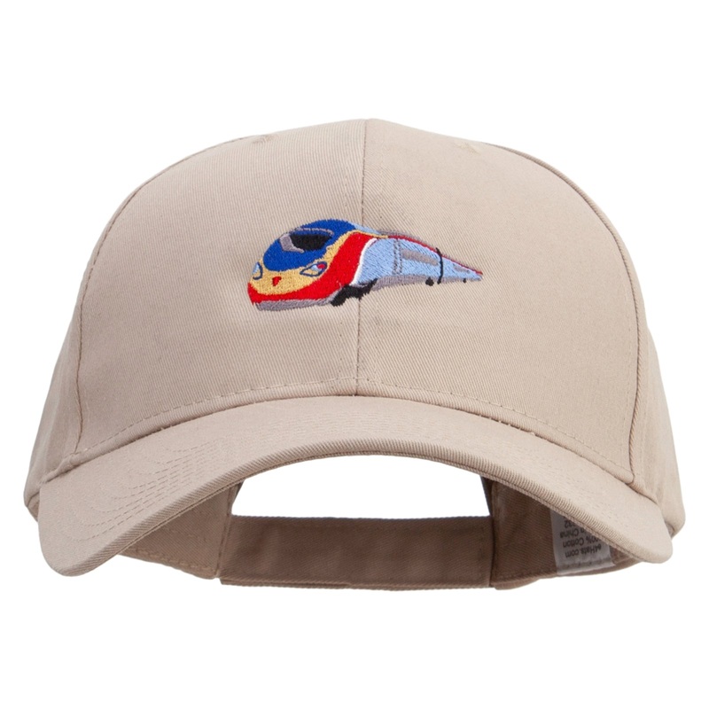 Flat Trains Embroidered Big Size High Profile Twill Cap Khaki XL-3XL
