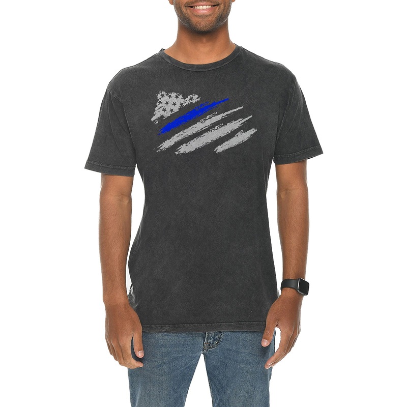 Grungy Police Flag Graphic Design Vintage Crewneck Tee Vintage Black XS