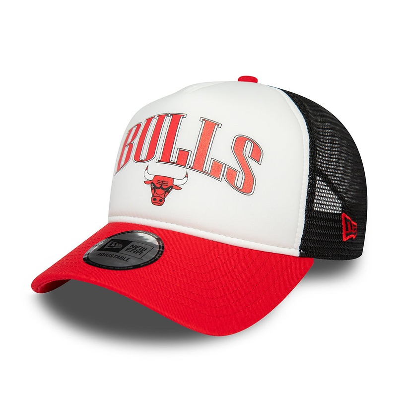 New Era Chicago Bulls A-Frame Trucker Cap – NBA Retro – White-Red-Black Adjustable
