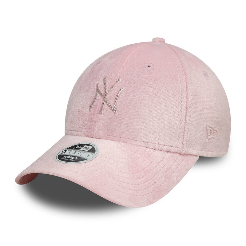 New Era Womens 9FORTY New York Yankees Baseball Cap – MLB Diamante Velour – Pink Adjustable