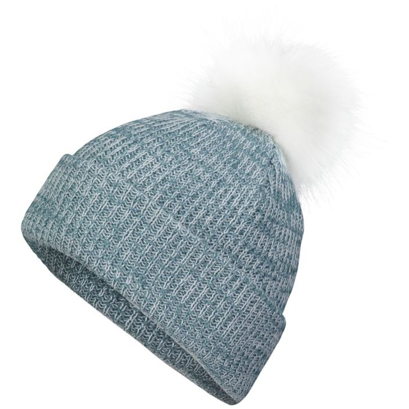 Pacific Headwear P604K – Faux Fur Pom Beanie, Knit Cap Storm/White