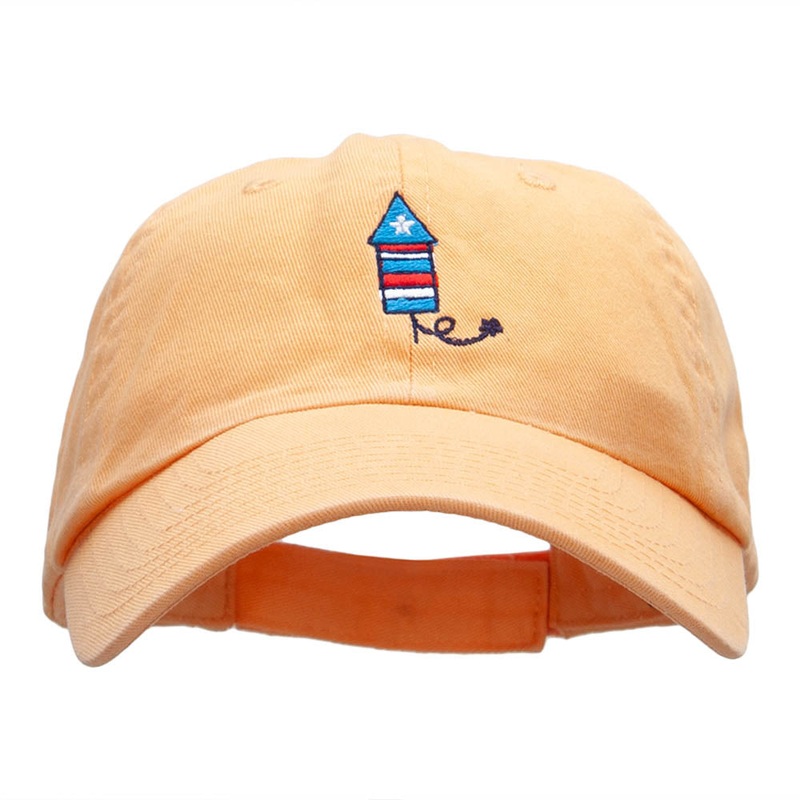 Patriotic Firework Bike Embroidered Cotton Twill Cap Peach One Size