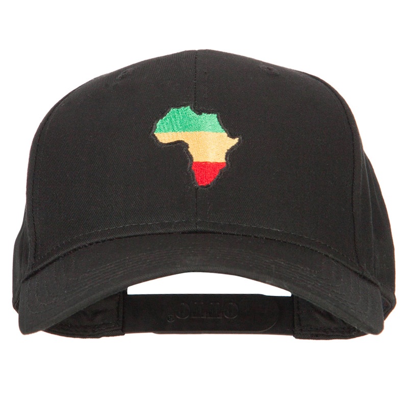 Rasta Africa Map Embroidered Solid Cotton Pro Cap Black One Size