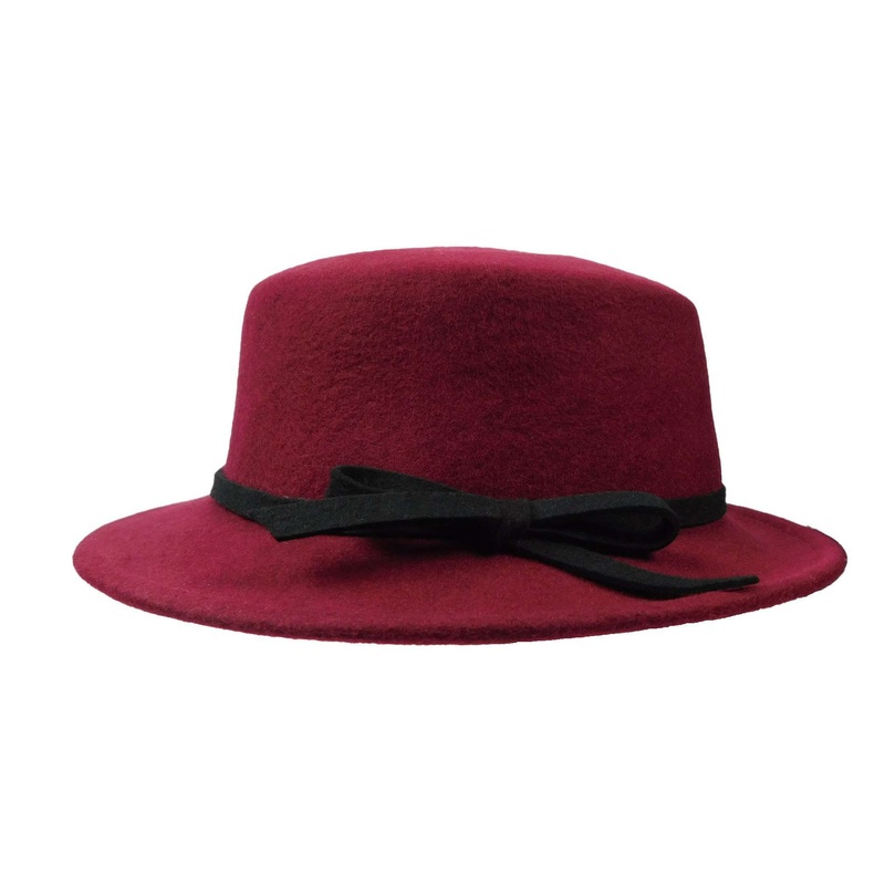 Small Brim Bolero Style Wool Felt Hat – JSA for Women Burgundy Medium (57 cm)