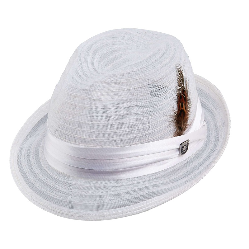 Stacy Adams Sinamay Mesh Fedora Hat White S