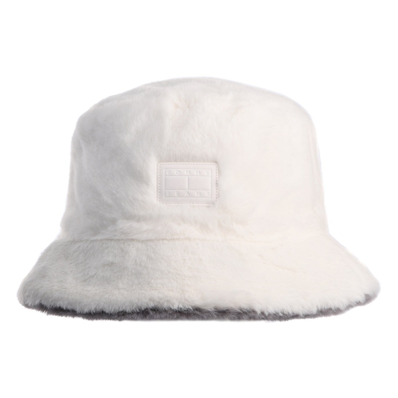 Tommy Hilfiger Hats TJW Fuzzy Reversible Faux Fur Bucket Hat – Ecru 1-Size