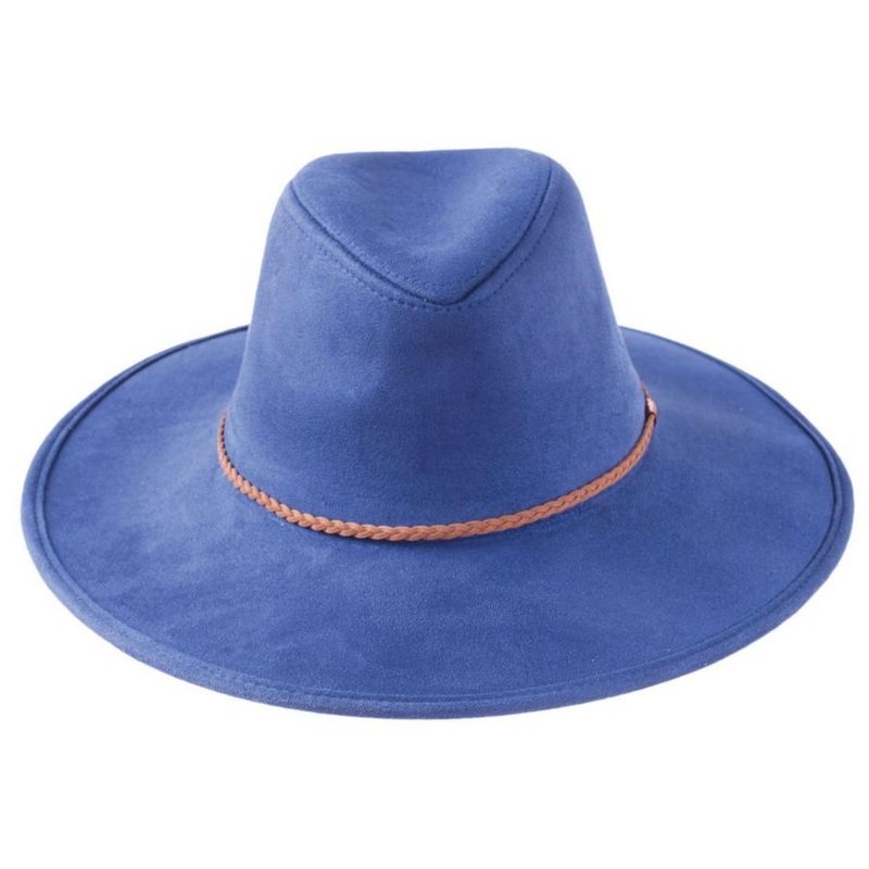 Vegan Suede Safari Fedora Hat – Made to Order BLUE ONE SIZE FITS MOST