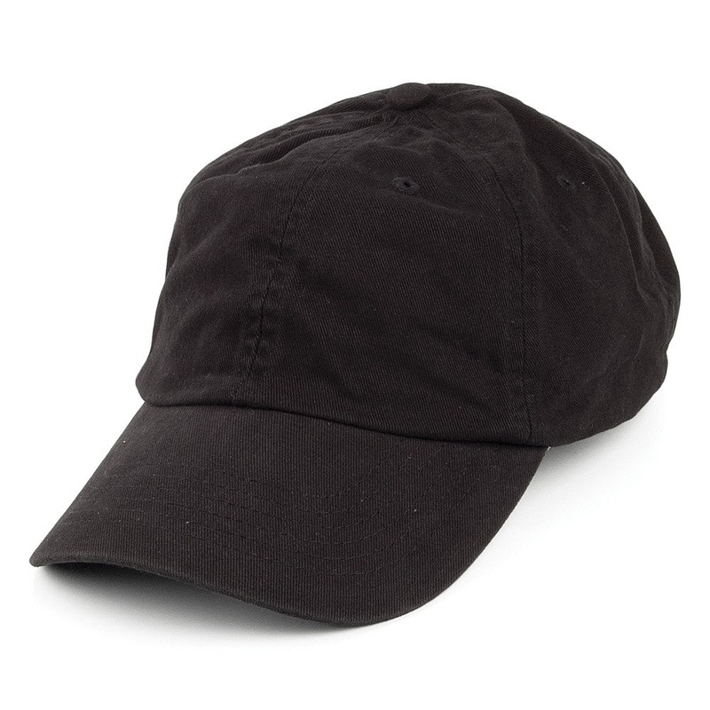 Washed Cotton Baseball Cap – Black Adjustable