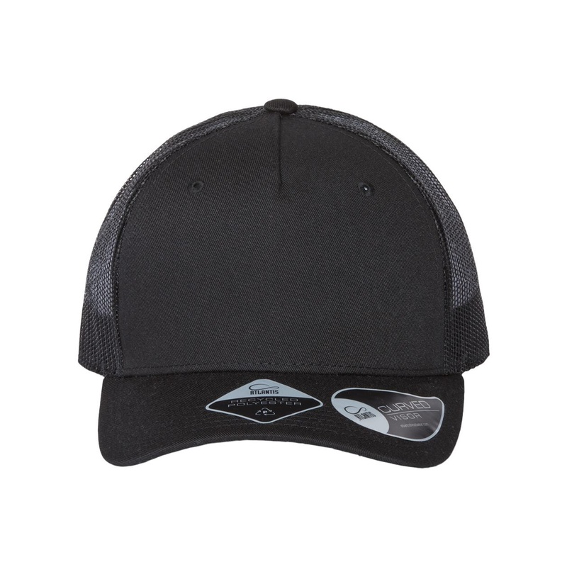 Atlantis Headwear ZION – Sustainable Five-Panel Trucker Cap Black/Black
