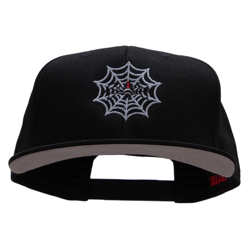 Black Widow Spider Web Embroidered Prostyle Snapback Black One Size