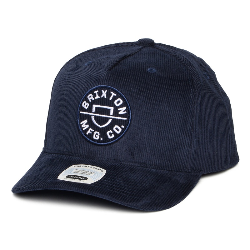 Brixton Hats Crest C NetPlus MP Corduroy Snapback Cap – Washed Navy Adjustable