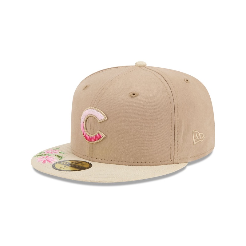 Chicago Cubs Hand Stitched Floral 59FIFTY Fitted Hat 7