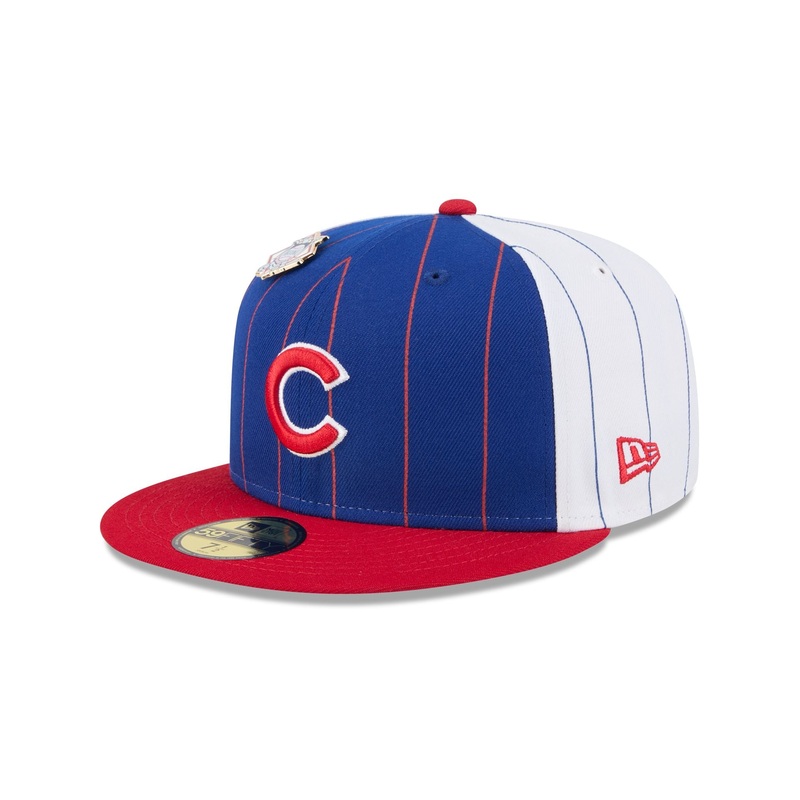 Chicago Cubs Pinstripe League Pin 59FIFTY Fitted Hat 7