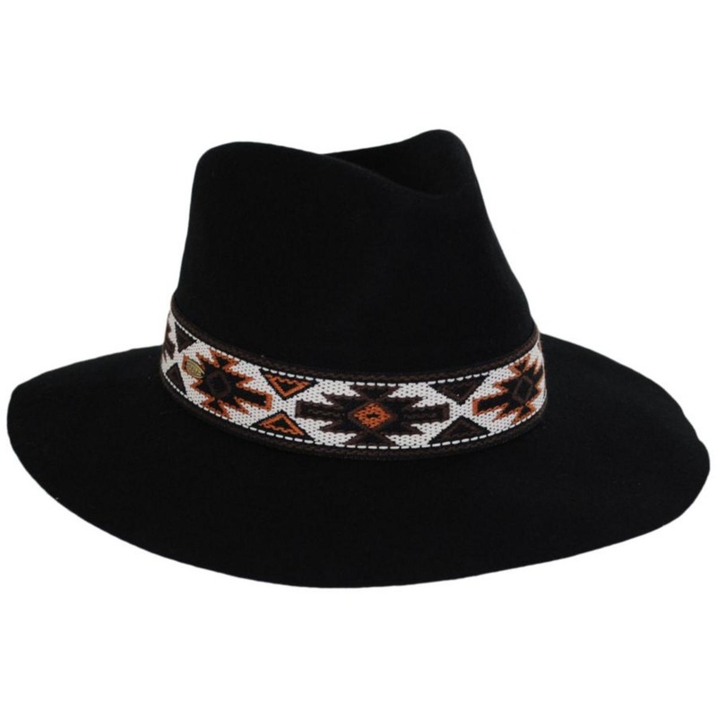 Dona Wool Felt Safari Fedora Hat BLACK ONE SIZE FITS MOST