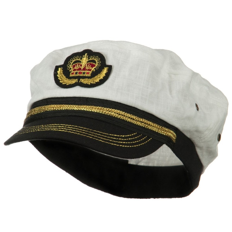 Linen Captain Hat White Black S