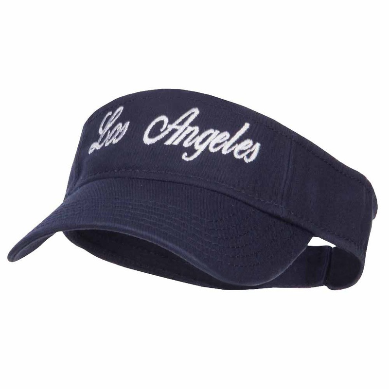 Los Angeles Embroidered Washed Cotton Visor Navy One Size