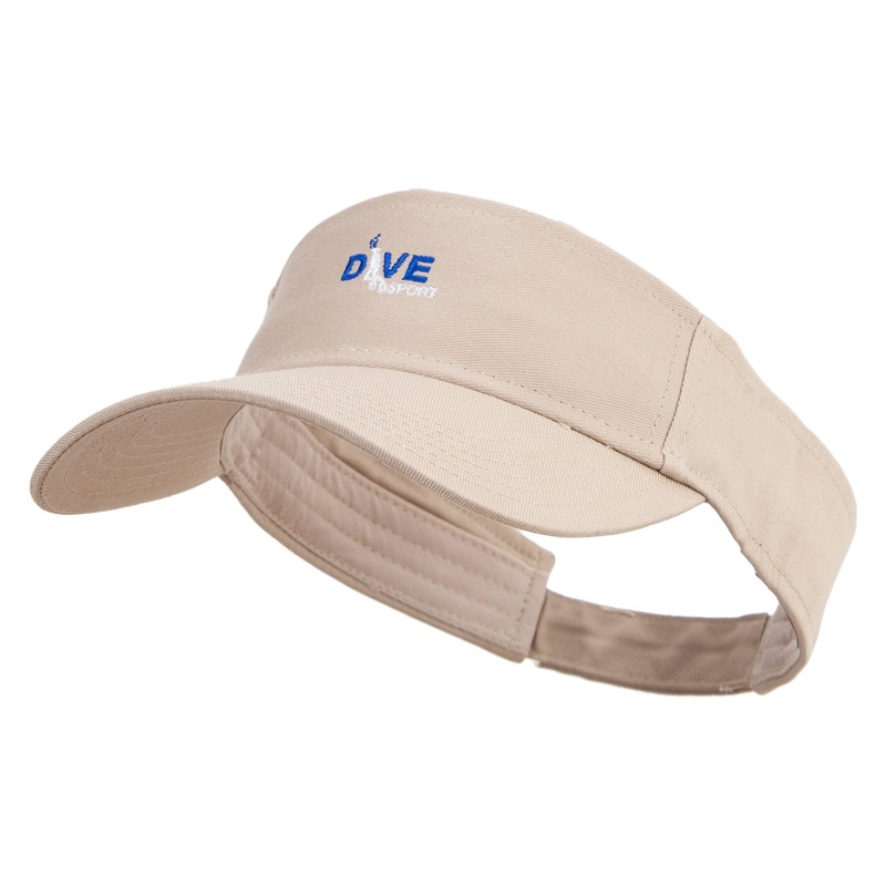 Navy Scuba Diving Logo Embroidered Cotton Twill Sun Visor Khaki One Size