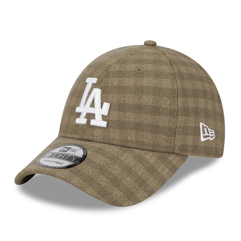 New Era 9FORTY L.A. Dodgers Baseball Cap – MLB Flannel – Camel-White Adjustable