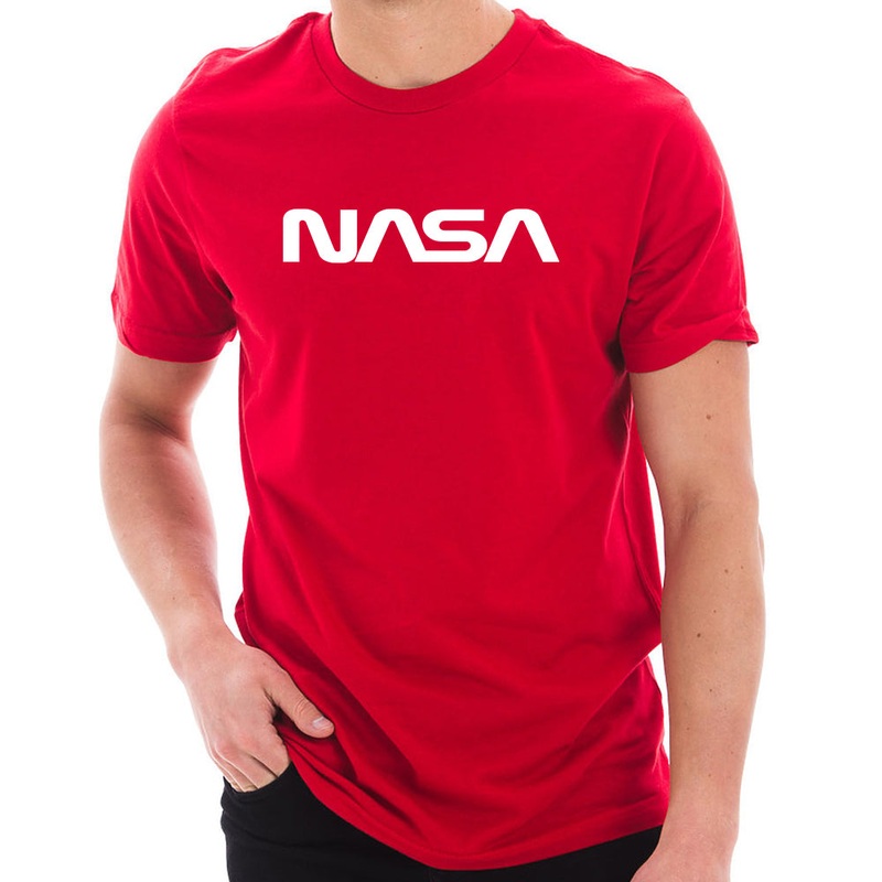Original NASA Word Logo Designed Unisex Short Sleeve Cotton Jersey T-Shirt Red XS