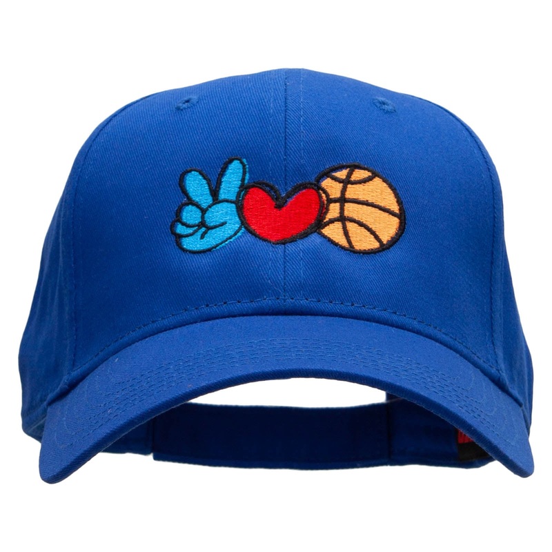 Peace Love Backetball Embroidered Low Profile Cap Royal One Size