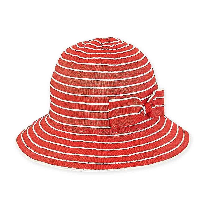 Petite Denim Ribbon Cloche for Small Heads – Sunny Dayz Hats Red Small (54 cm)