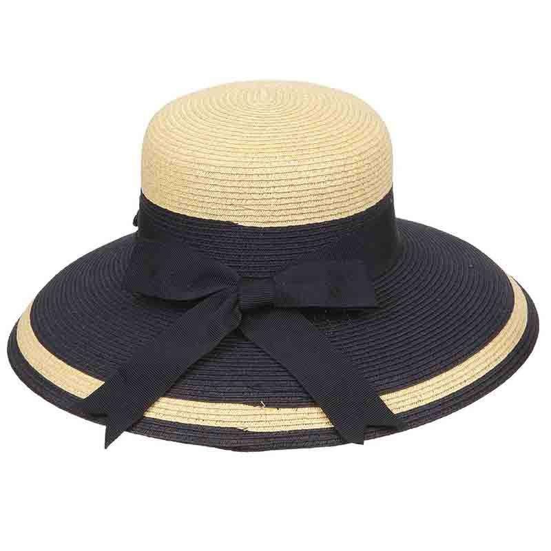 Tiffany Style Two Tone Summer Hat by Karen Keith Toast / Black